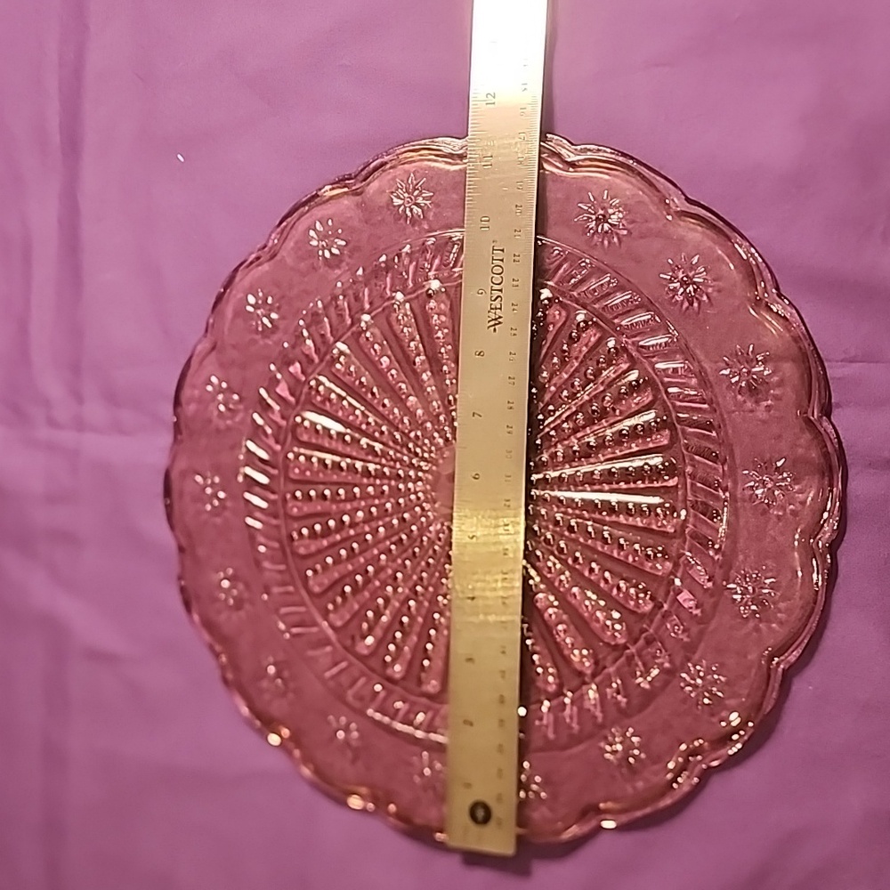Pink Depression Glass Plate***
